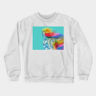 Unicorn Watercolor Painting Blue - On Aqua Crewneck Sweatshirt